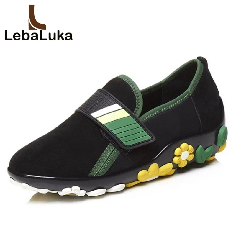 

LebaLuka Brand Quality Loafers Women Real Genuine Leather Flats Shoes Flower Vintage Shoes Round Toe Women Footwears Size 34-39