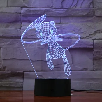 

Pokemon Lovely Mew Cartoon 3D Lamp 7 Color Led Night Lamps For Kids Touch Led Usb Table Lampara Lampe Baby Sleeping Nightlight