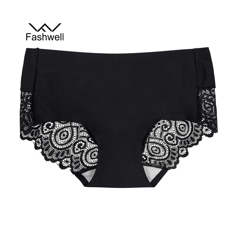 

summer new Sexy Women's Panties ice silk Intimates seamless Lace Underwear plus size female Briefs
