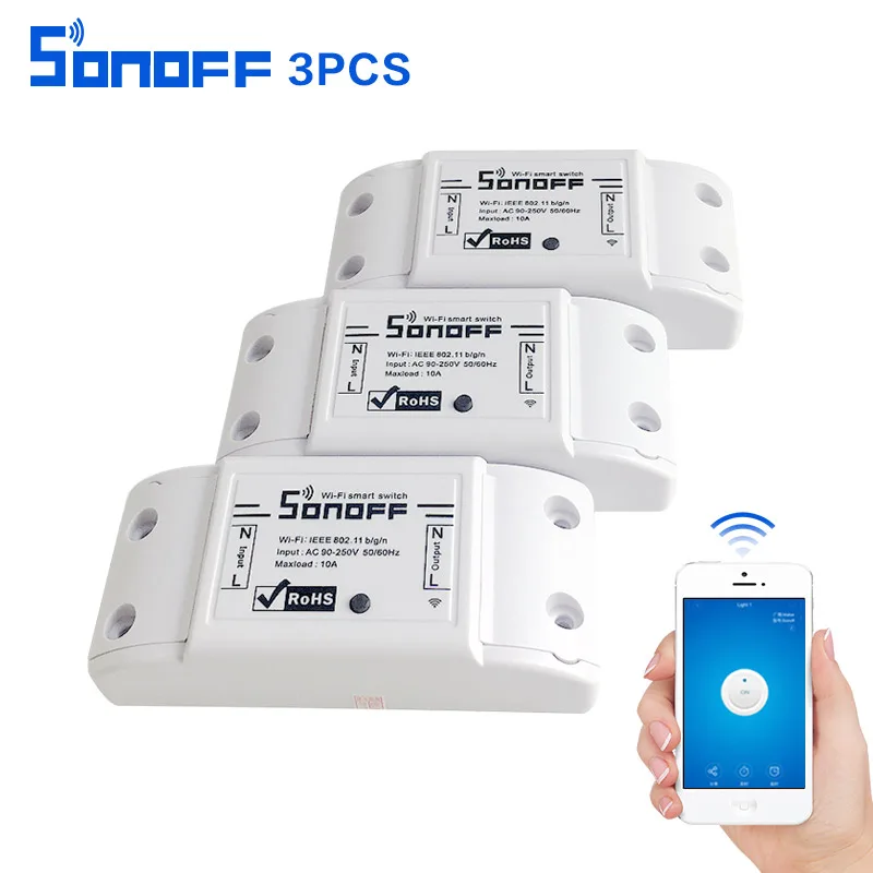 3 шт. sonoff Беспроводной Wi-Fi Smart Switch универсальный модуль домашней автоматизации таймер DIY Переключатель Wi-Fi пульт дистанционного управления через IOS Android