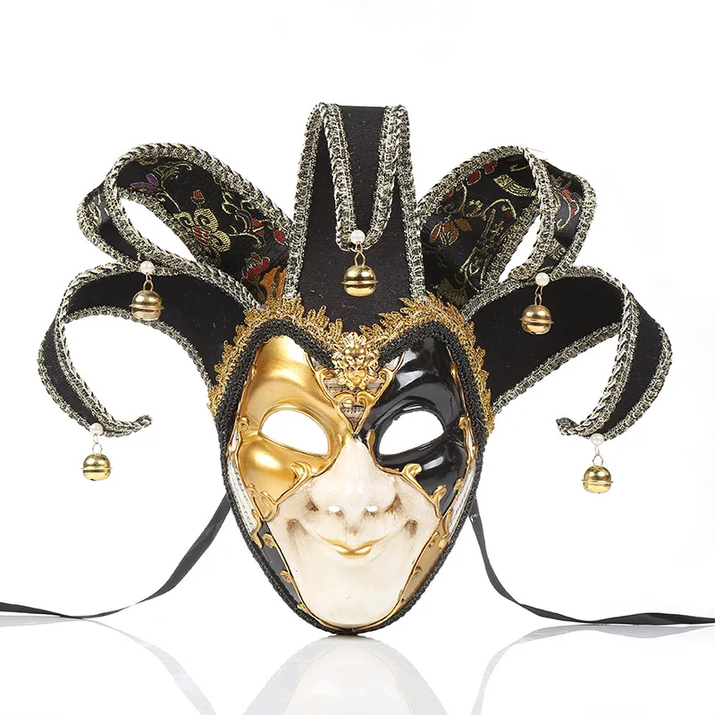 New Art Simple Small Bell Decoration Cosplay Festive Party Xmas Fancy Dress Party Venice Full Face Halloween Mask