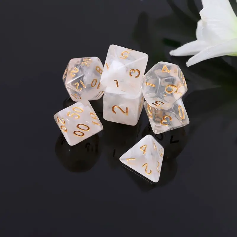 7pcs/set Transparent Sided Dice D4 D6 D8 D10 D12 D20 Dungeons & Dragon D&D RPG Poly Table Board Games Toy