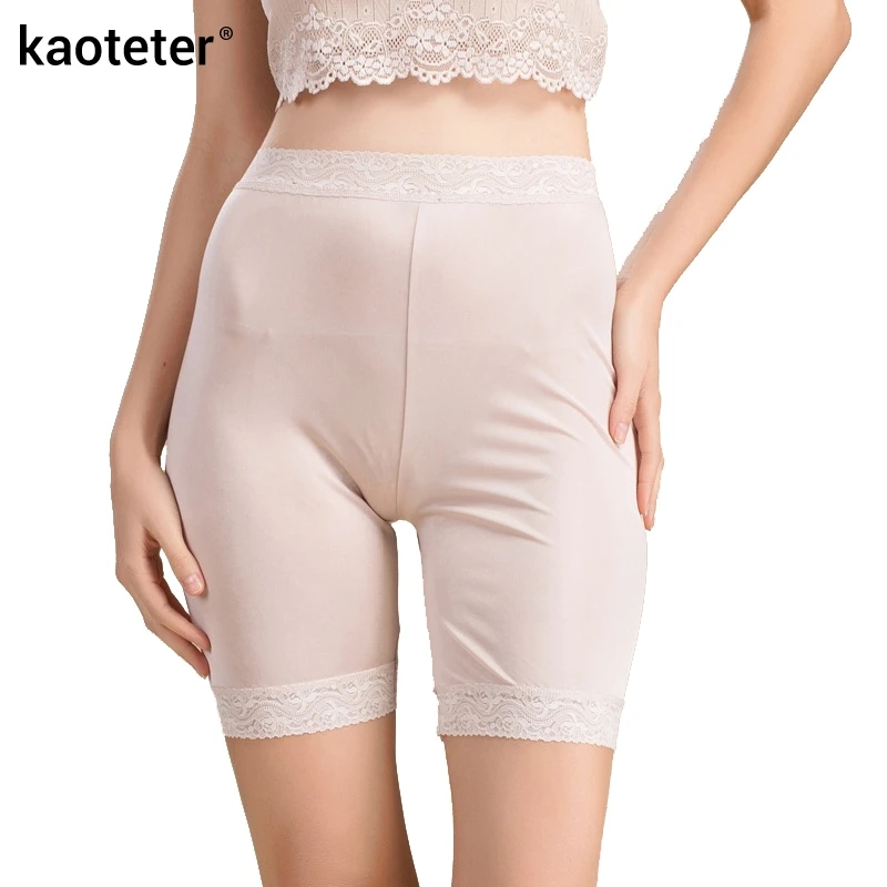 

100% Silk Women's Safety Short Pants Women Lace Boyshort Sexy Female Bottoming Femme Panties Girl Knickers Woman Underpants