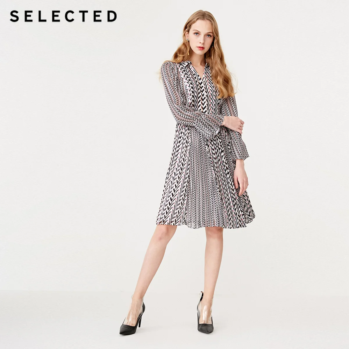 

SELECTED Striped Pleated Midi Dress S|41912J522