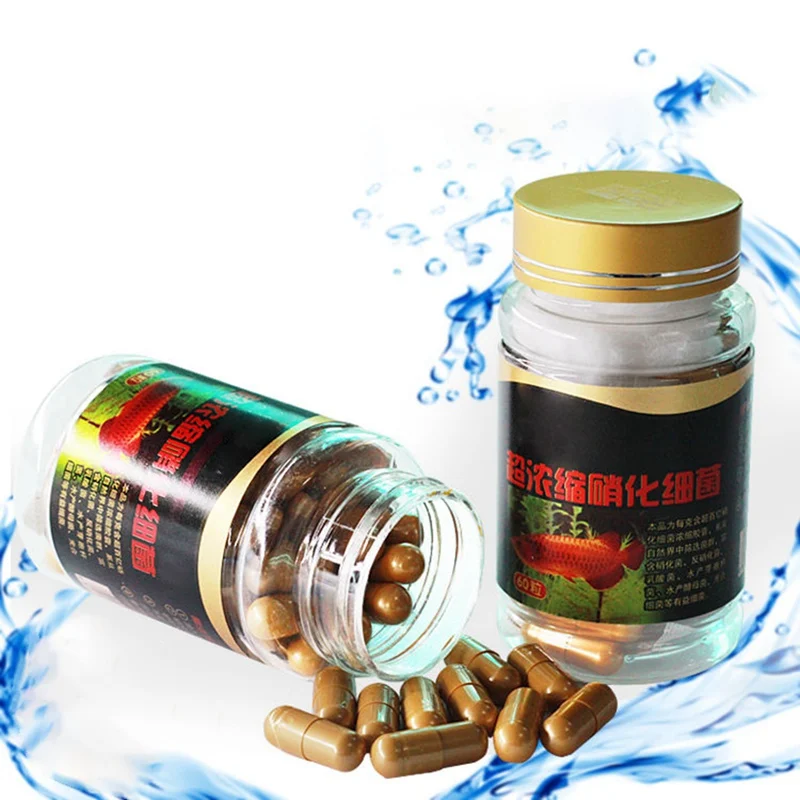 Concentrated Nitrifying Bacteria Capsule 60 Capsules/bottle Aquarium Bio Nitrobacteria Capsule for Fresh Water Seawater Aquarium