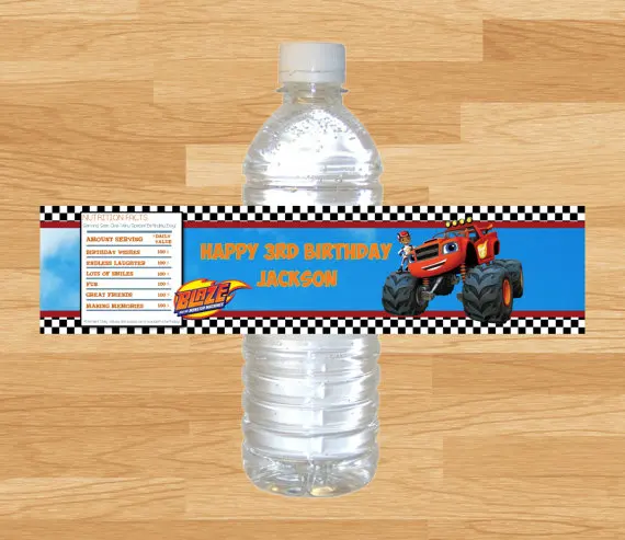 

Personalized Blaze and the Monster Machines Bottle Water Labels,wrappers,Baby Shower,Birthday party decorations kids Candy Bar