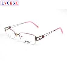 Открытый прозрачный титановая оправа для очков Для женщин Diamond Design полуоправа близорукость дальнозоркость, оптические линзы очками D5