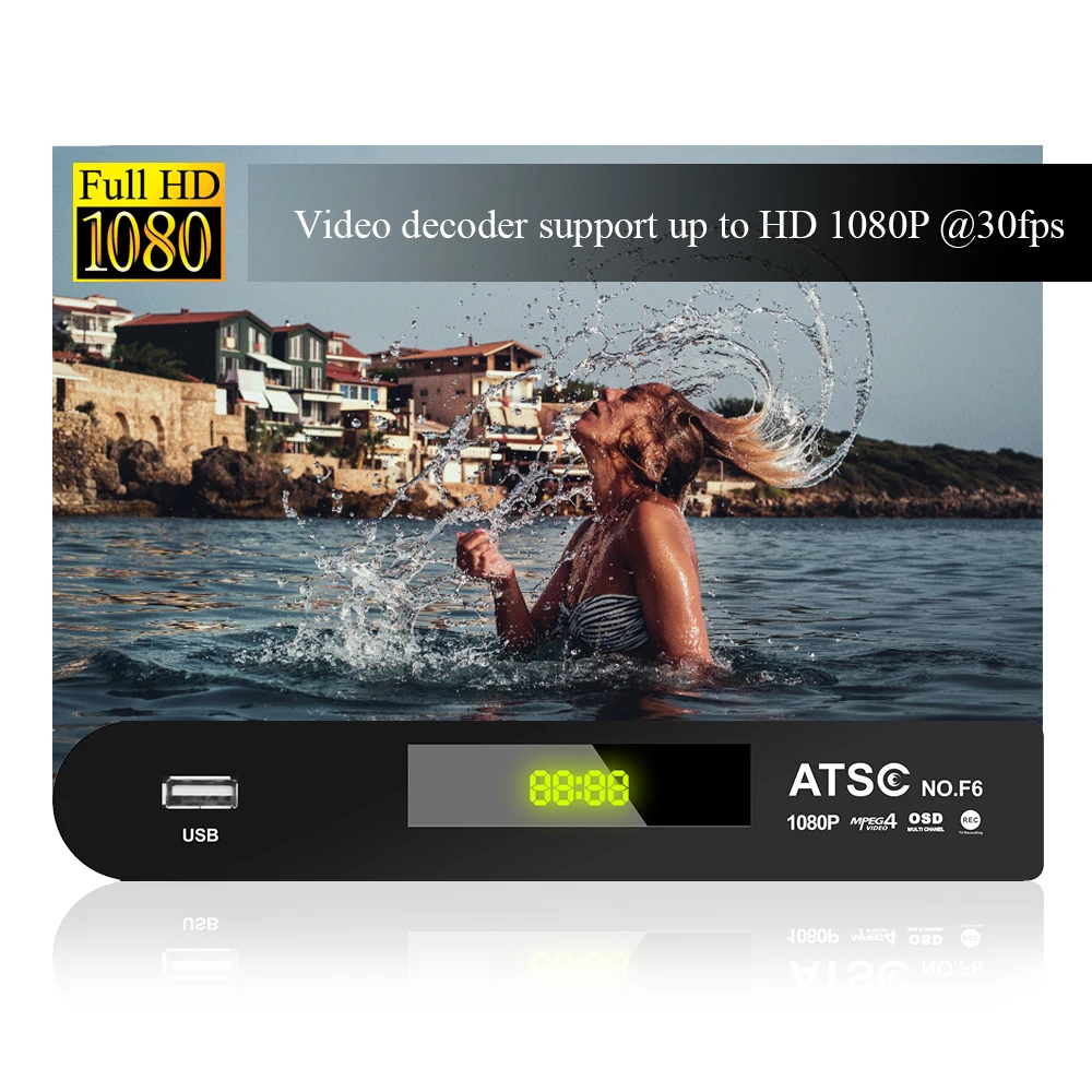 Vmade новая Мини ТВ коробка DVB ATSC F6 HD H.264 цифровой ТВ аналоговый конвертер поддержка AC3 Dolby Youtube цифровой вещания ТВ приемник