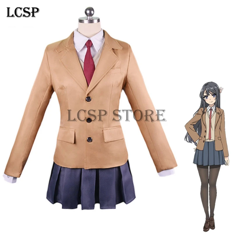 

LCSP Japanese Seishun Buta Yarou wa Bunny Girl Senpai no Yume wo Minai Cosplay Costume Anime Sakurajima Mai School Clothes