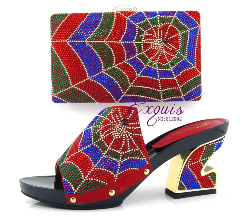 

2016 newest high quality italian designs  fashion shoes matching bags with stones CT16-02