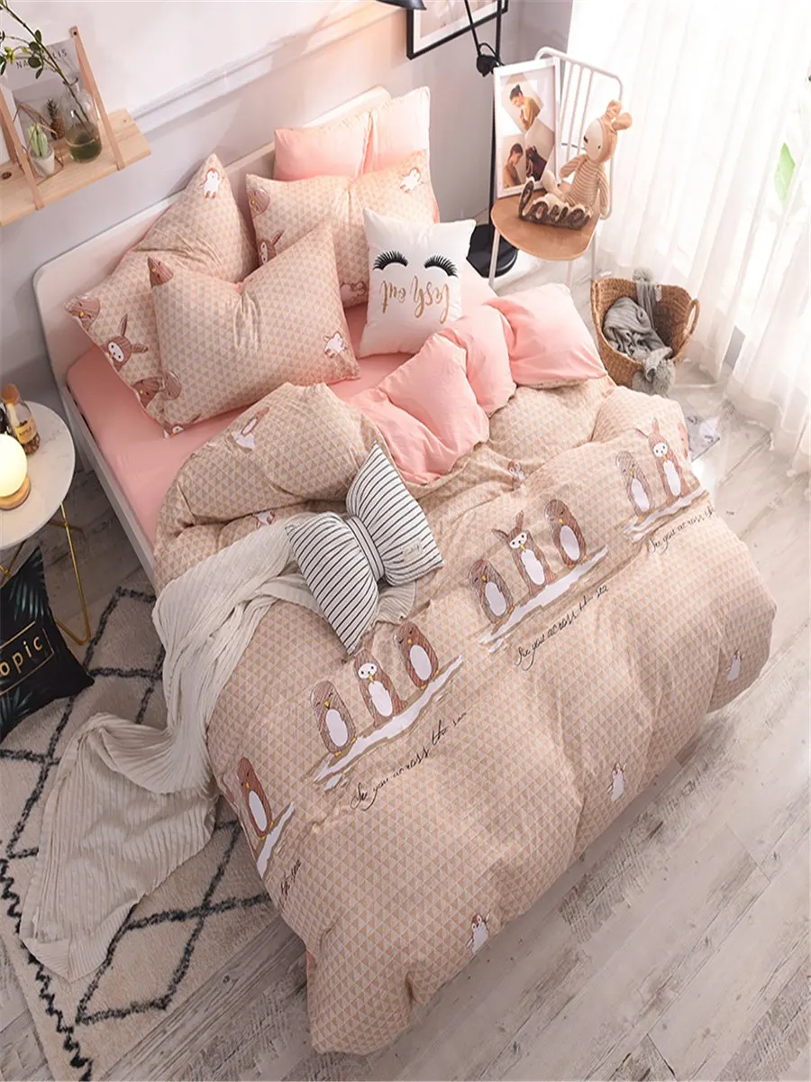 

4Pcs Duvet Cover Set Cartoon Animal Pattern Lovely Bedding Set