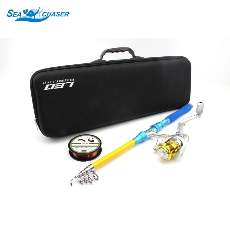 

Fishing Tackle Telescopic 1.8M-2.1M Fishing Rod Spinning Reels line Set Spinning Reel Set and Fishing bag Free shipping