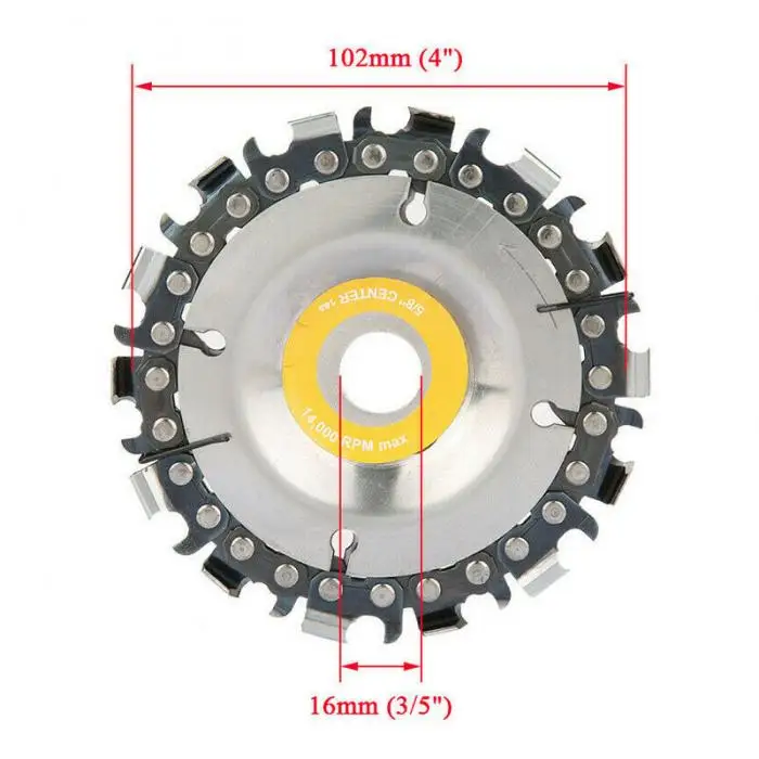 Новый 4 дюймов 14 зубьев цепи диска 16 мм Арбор резьба по дереву диск для 100/115 угловая шлифовальная машина XSD88