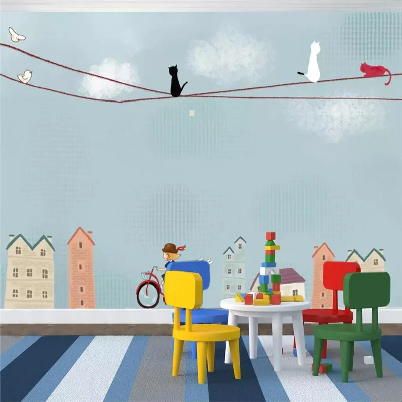 City cartoon children's room background wall professional production mural factory wholesale wallpaper mural poster photo wall City cartoon children's room background wall professional production mural factory wholesale wallpaper mural poster photo wall