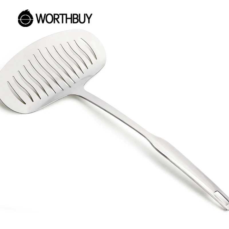 WORTHBUY кухонная утварь из нержавеющей стали шпатель для мяса с длинной ручкой