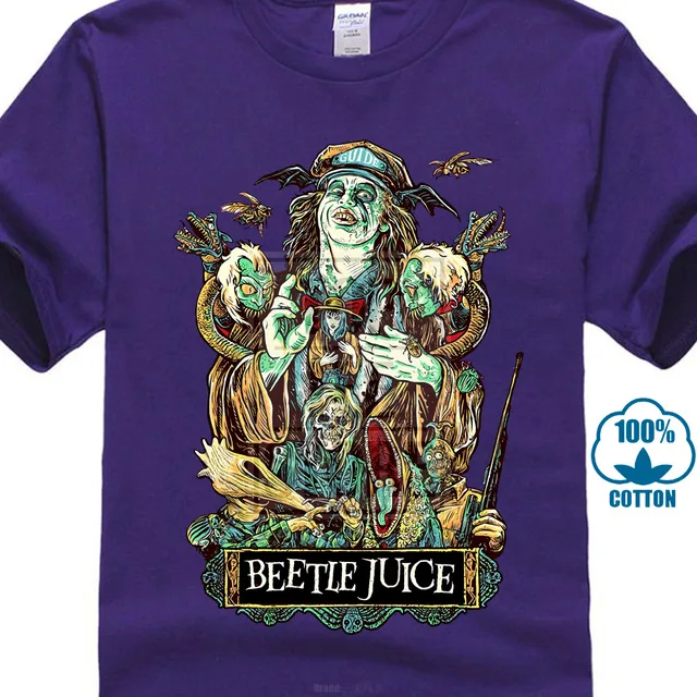 Beetlejuice Футболка Винтаж фильм ужас мужские черные Размеры S до 4xl высокое качество мужские футболки - Цвет: Фиолетовый