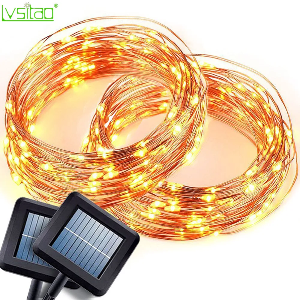 

50/100/200 LED Solar Light Waterproof LED Copper Wire String Holiday Outdoor led strip Xmas 2models Party Fairy led solar lamp