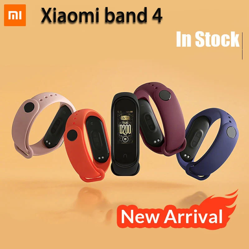 

Newest 2019 Original Xiaomi Mi Band 4 Smart Color Screen Bracelet Heart Rate Fitness 135mAh Bluetooth5.0 50M Swimming Waterproof