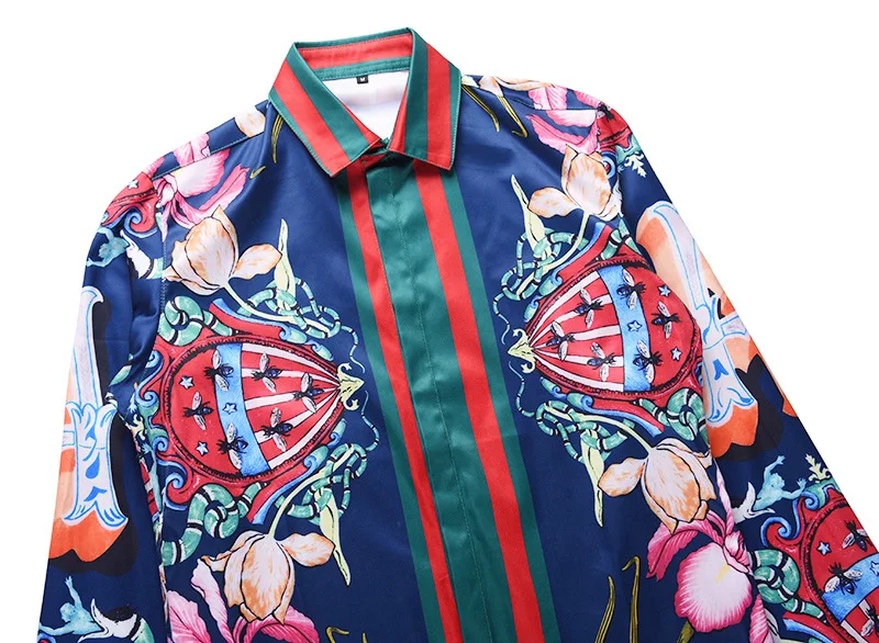 Хипстерские мужские рубашки с объемным цветочным принтом, роскошная мужская рубашка Chemise Homme Fashion Juvenil, весенне-осенняя одежда Camisa Masculina