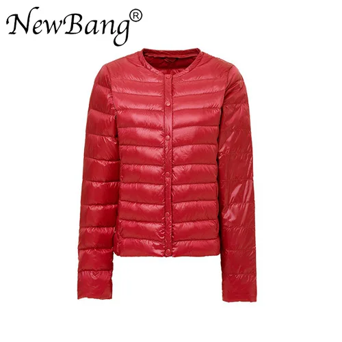 NewBang 4XL портативный пуховик женский ультра легкий пуховик тонкий с круглым вырезом пуховые куртки Женская ветровка пальто - Цвет: Red