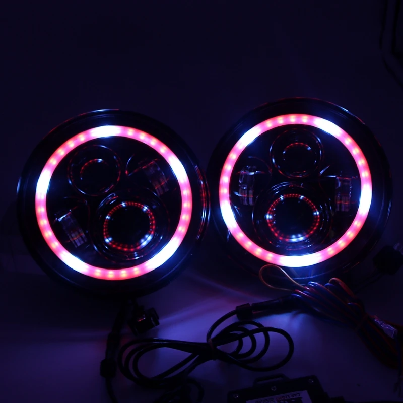 "7-дюймовый светодиодный RGB фары 7"" DRL фары мигающий RGB глаза Ангела гало кольцо дистанционного управления для Виллиса JK спорщик" "7-дюймовый светодиодный RGB фары 7"" DRL фары мигающий RGB глаза Ангела гало кольцо дистанционного управления для Виллиса JK спорщик"