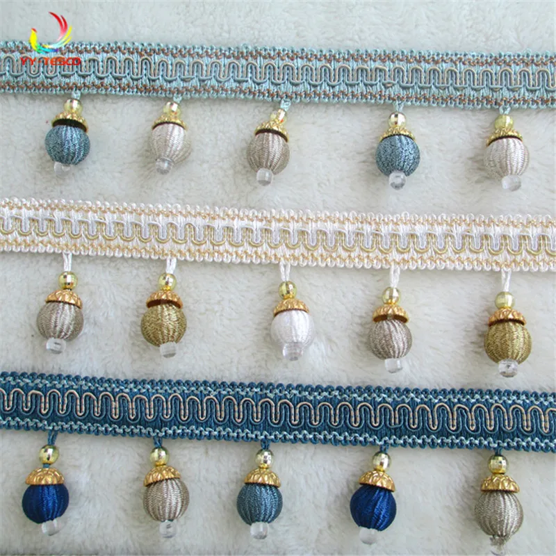 Deluxe Fringes Curtain Sofa Cover Pillow Trims Valance Decorative Polyester Tassel Drops Lace Trimming 6.5cm Sell By meters | Дом и сад