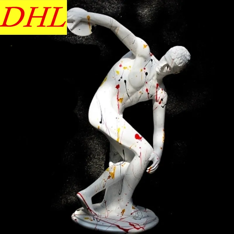 

Retro Discobolus Bust Figure Statue Gypsum Myron Resin Craftwork Desktop Home Decorations Collectible The Vatican Museum L2171