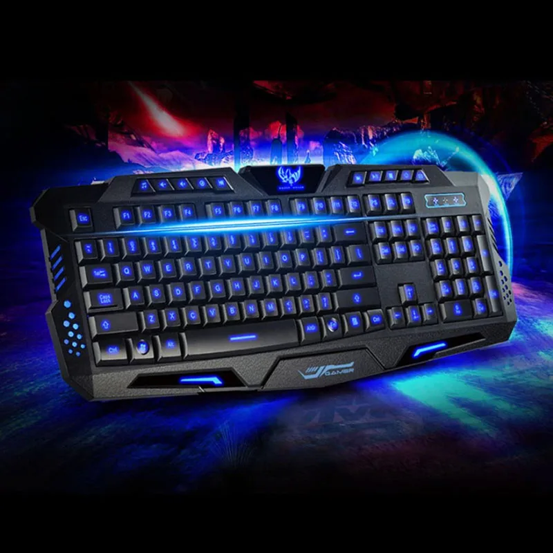 3 Color Illuminated LED Backlight Wired USB Game Keyboard For Desktop PC Laptop