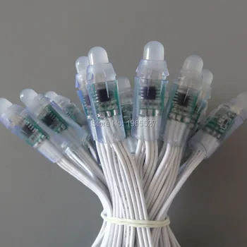 

18AWG wire 50pcs/string DC12V 12mm addressable RGB led WS2811 pixel node rgb module light pixels,all WHITE wire,waterproof IP68