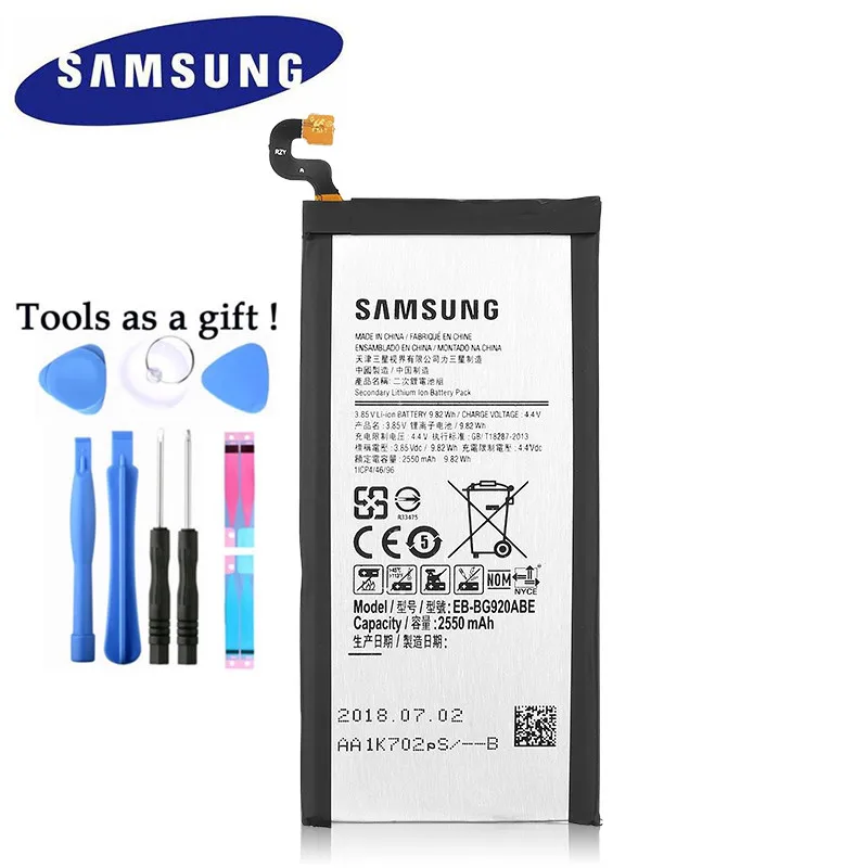Оригинальный аккумулятор телефона EB BG920ABE для Samsung GALAXY S6 G9200 G9208 G9209 G920F G920I G920 G920A G920V