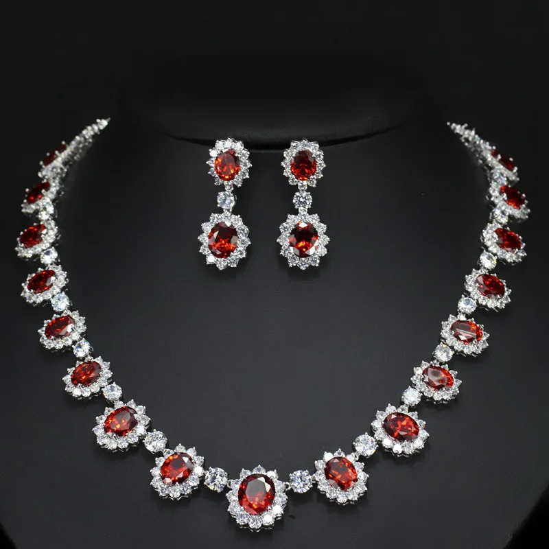 

Kinel 2018 New Charm Luxury Small Flowers Cubic AAA+Zircon Necklace And Earrings Jewelry Set For Women Wedding Accessories