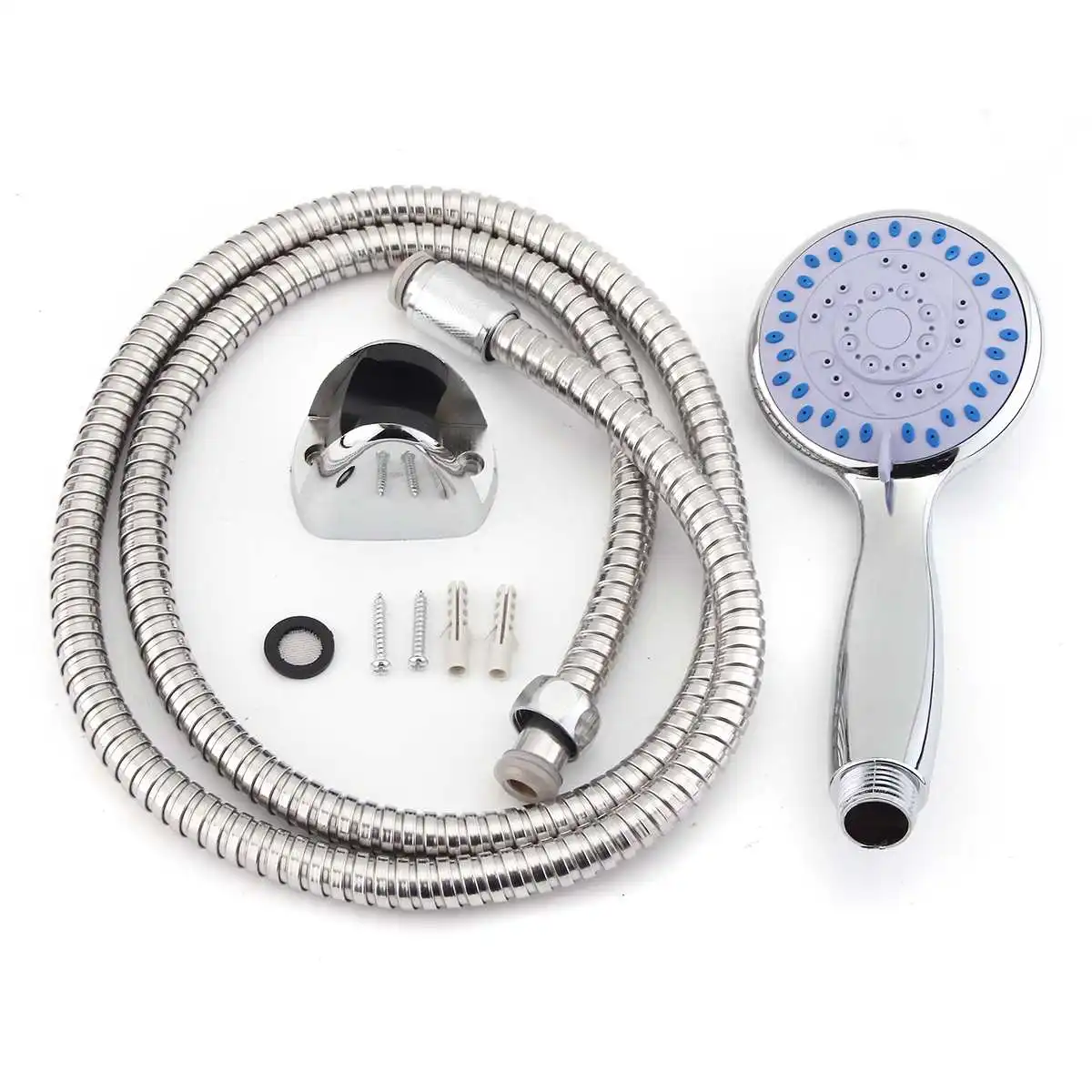 

Chrome ABS 3 Mode High Pressure Bathrome Shower Head Set With Holder Hose and Base Rainfall Water Saving Shower Head