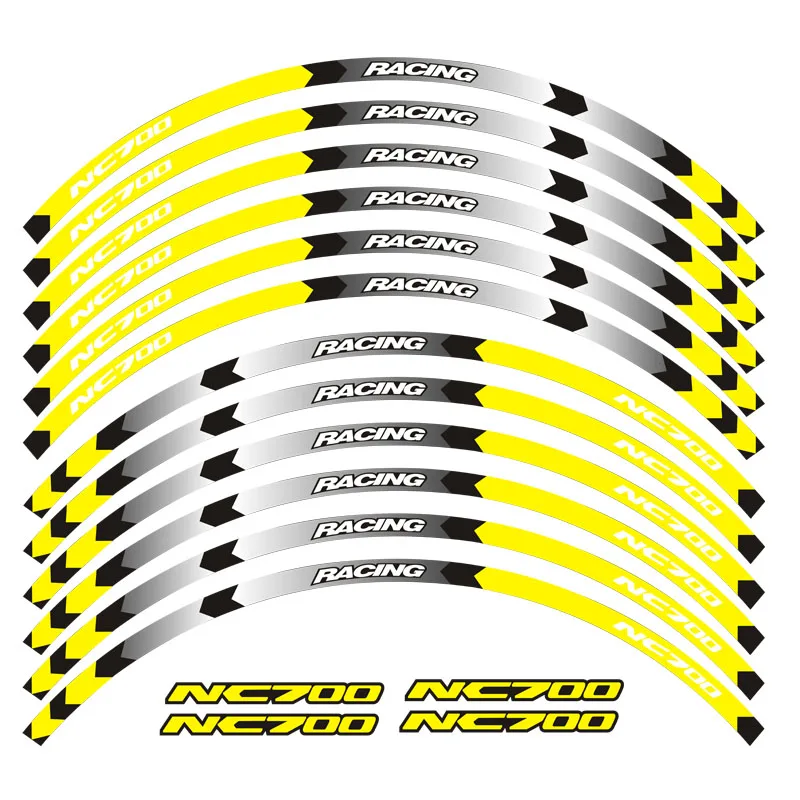 Наклейки для обода колеса мотоцикла, 17 дюймов, колеса для Honda NC700 NC750 S X - Цвет: NC700 A Yellow