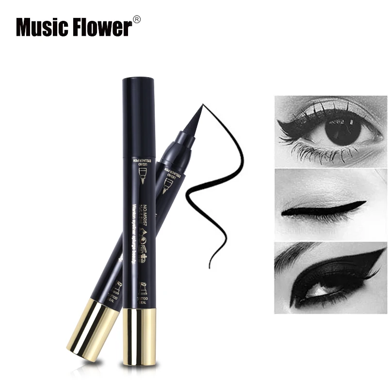 

Fashion Music Flower Brand Eyes Makeup Set Tattoo Seal Eyeliner Pencil Waterproof Matte Black Stamp Eye Liner 24HR Long-lasting