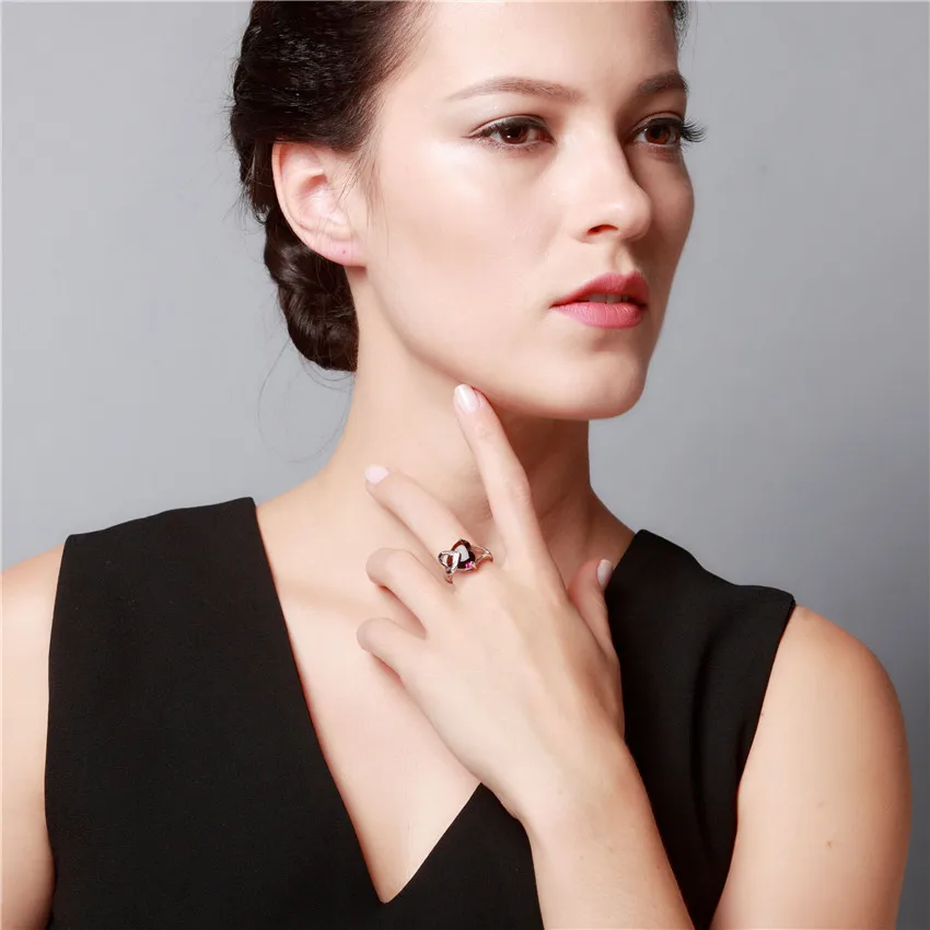Женское Винтажное кольцо с аметистом и красным сердцем|rings for women|ring forring style |