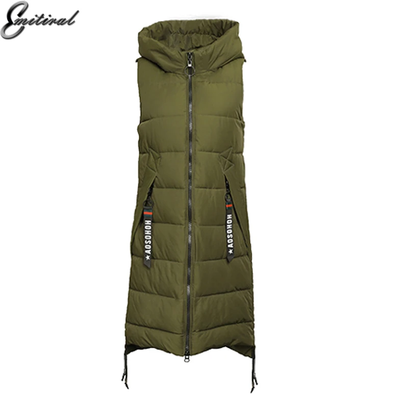 2018 Autumn Winter Plus Size Long Hooded Thicker Vest
