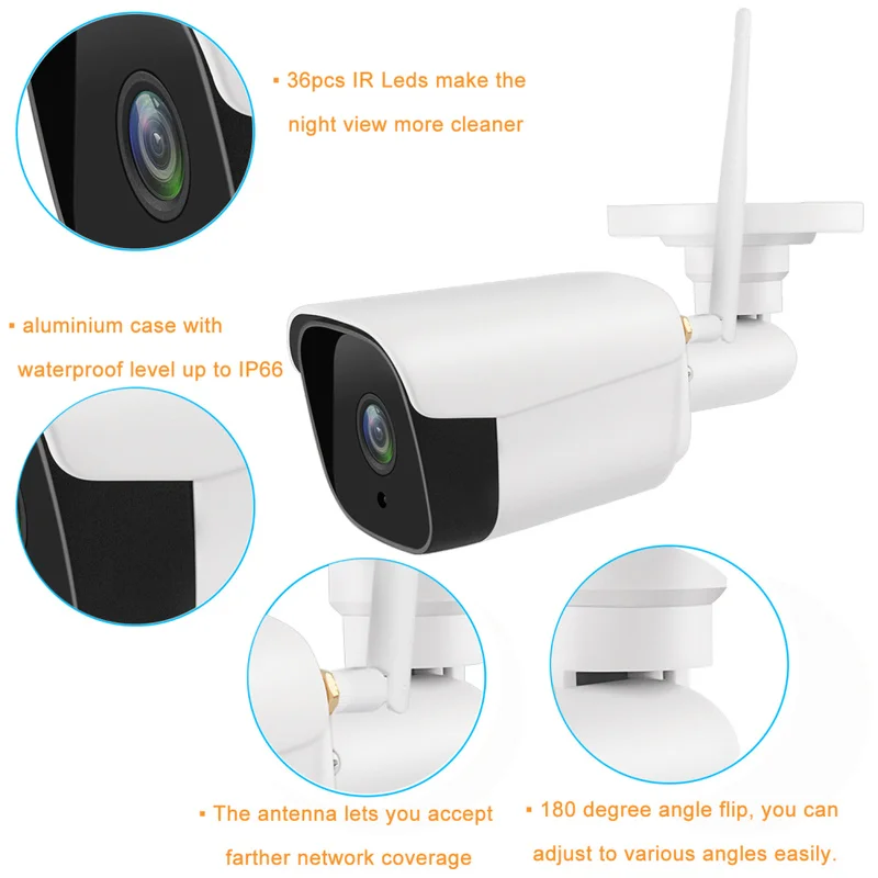 

Wireless Outdoor Waterproof WiFi IP Camera 1080P HD Surveillance Monitoring Camera with Audio Wireless Camera TF Card APP Remote