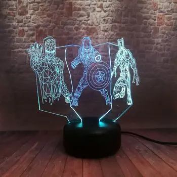 

Avengers Endgame Black Panther Figma 3D NightLight LED 7 Mixed Colors Changing Light Marvel Iron Man Captain America Figure Toy