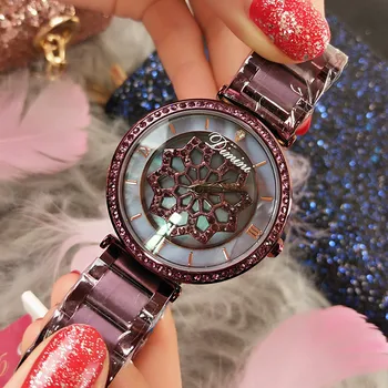 

Fashion Women Flower Rhinestone Wrist Watch Luxury Casual Rose Gold Steel Belt Quartz Watch Relogio Feminino