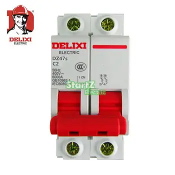 

2A 2P "C" Curvers 6KA Miniature Circuit Breaker DZ47S DELIXI MCB