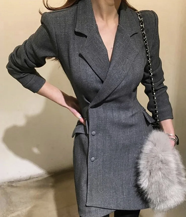 

2019 Fashion Women Blazer Female Full Sleeve Slim OL Blazer Dress In Formal Spring Autumn Jacket Women Outerwear Coats WB26