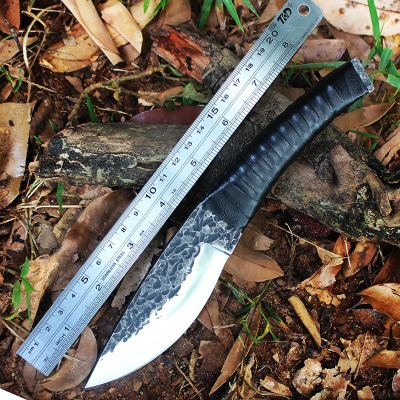 

5 Chromium Forged Steel High Hardness Straight Knife Portable Outdoor Camping Hunting Knives with Leather Sheath Survival Tools
