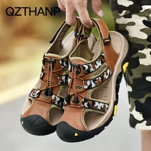 Модные летние сандалии из натуральной кожи мужская повседневная обувь кроссовки уличные мужская пляжная обувь резиновая подошва модная