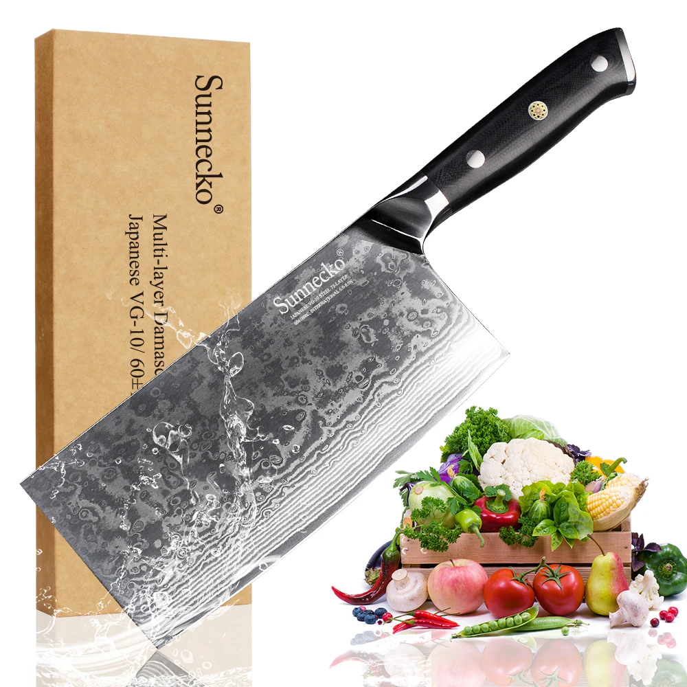 SUNNECKO 7" inches Cleaver Chopping Knife Damascus Steel New High