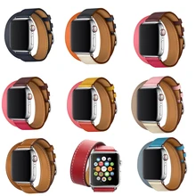 Кожаный ремешок для apple watch Hermes Double Tour band 44 мм 40 мм 42 мм 38 мм ремешок для часов iwatch series 5 4 3 2 1