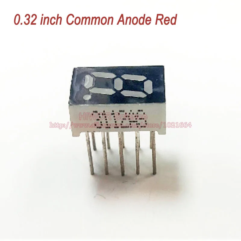 

(10pcs/lot) 10 Pins 3211BR 0.32 Inch 1 Bit Digit 7 Segment Red LED Display Share Common Anode Digital Display