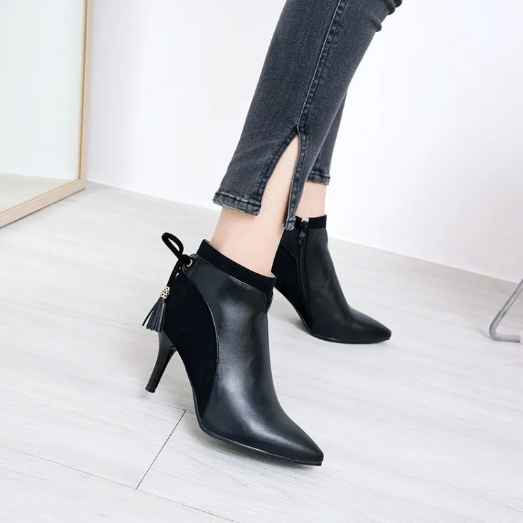 

Big Size 9 10 11-15 boots women shoes ankle boots for women ladies boots Splice fringe side zipper