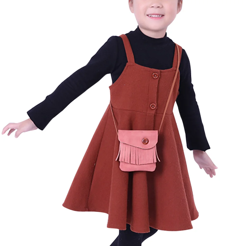 Модная корейская детская мини-сумка на плечо кисточки из ПУ искусственной кожи с пряжкой, милые детские повседневные сумки-мессенджеры для девочек, подарок для детей, Популярные - Цвет: Pink