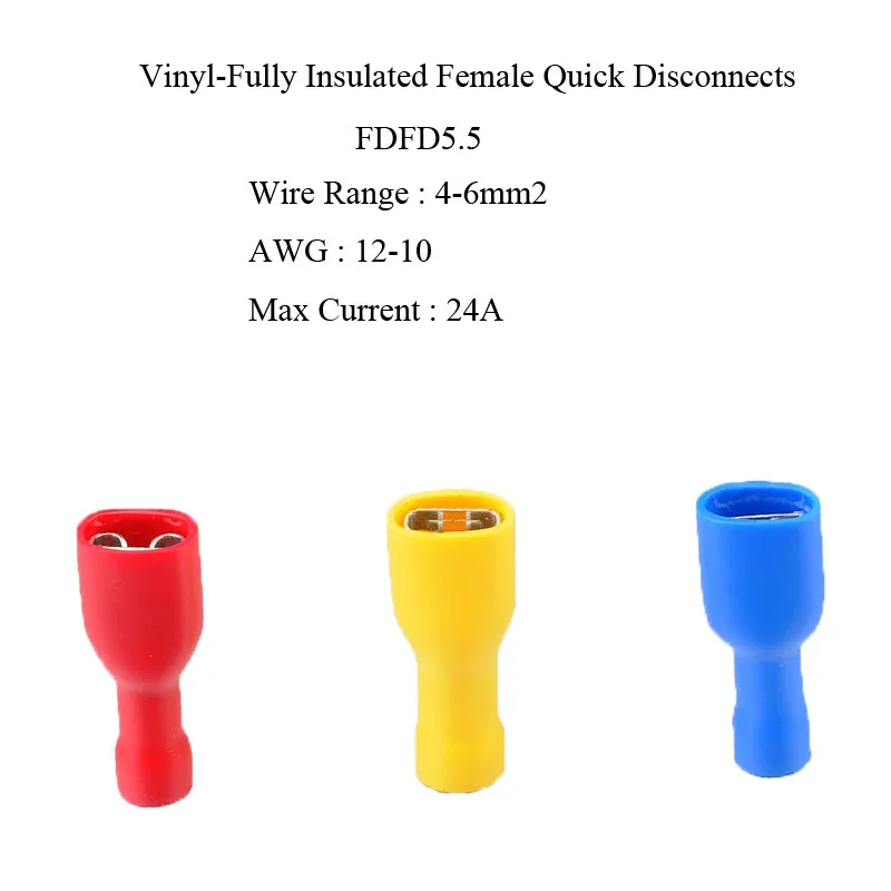 Free Shipping 1000PCS/Lot 4 6mm2 Vinyl Fully Insulated Copper Terminals