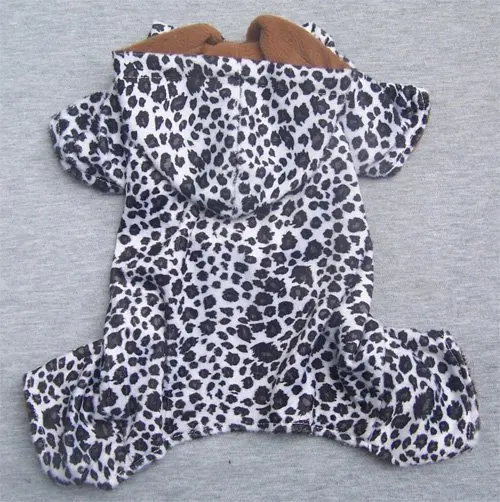Leopard print dog fleece coat doggie hoody coat double layers four